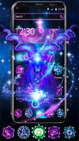 Poster Capricorn Constellation Theme Glitter Purple Galax