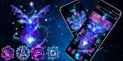 Capricorn Constellation Theme Glitter Purple Galax ảnh chụp màn hình 3