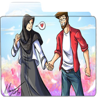 muslim couple cartoon wallpaper icône