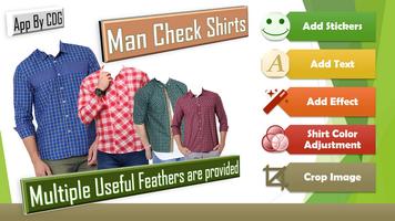 Man Check Shirt Photo Suit スクリーンショット 1