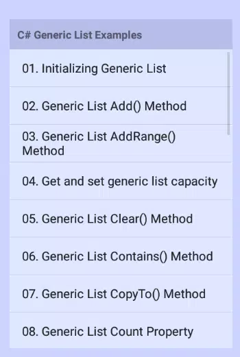 C# Generic List Examples APK for Android Download