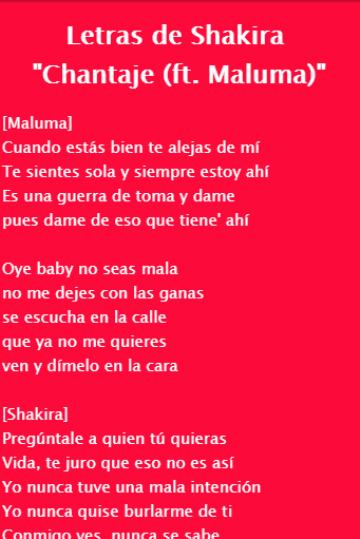 Shakira Chantaje Letramusica Para Android Apk Baixar