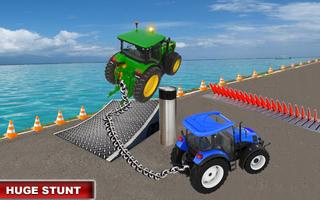 Real chained tractors 3d driver Affiche