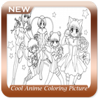 Image fraîche de coloriage d'anime icône