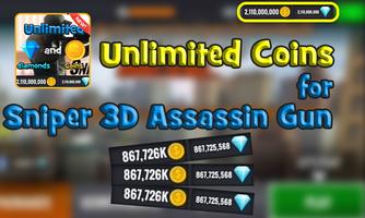 Coins for Sniper 3D Assassin Gun prank پوسٹر