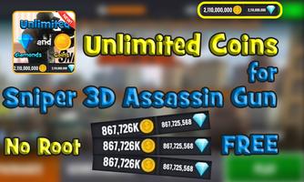 Coins for Sniper 3D Assassin Gun prank captura de pantalla 1