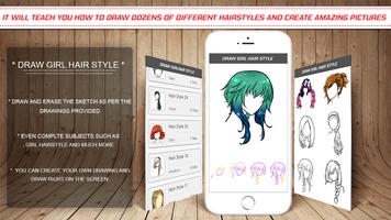 Girl HairStyle Drawing Affiche