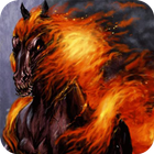 Black horse on fire Live WP icon