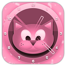 Pink Cat Clock Live Wallpaper aplikacja