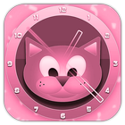Pink Cat Clock Live Wallpaper icône
