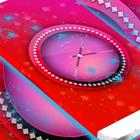 Pink Clock Live Wallpaper icône