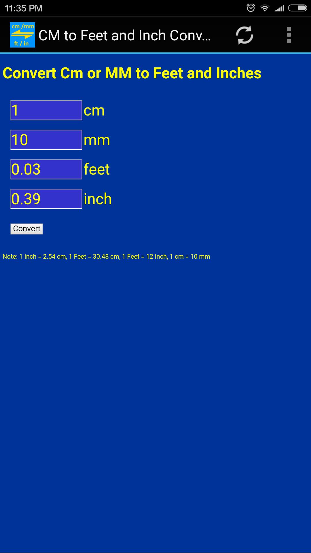 cm, mm to inch, feet, meter converter tool for Android - APK Download