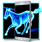 Blue Neon Horse Locker Theme icon