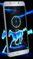 Blue Neon Horse Locker Theme poster