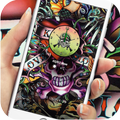 Rock skull graffiti street art lock screen desktop
