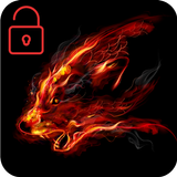 Fire Wolf Red Clock With Flame Locker Screen Theme icône