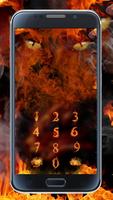 Fire Wolf Red Clock With Flame Locker Screen Theme capture d'écran 2