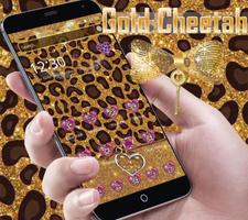 پوستر Gold cheetah Theme gold bow