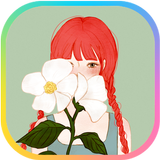 카카오톡 테마 - 꽃과 소녀 ikona