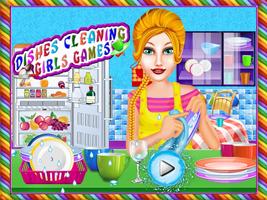 lavage de vaisselle nettoyage jeux de filles Affiche