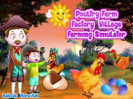 Geflügel Bauernhof Fabrik und Dorf Landwirtschaft Plakat