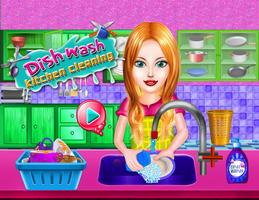 Dish Wash Kitchen Cleaning - Game for Girls Affiche