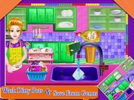 बरतन मांजने रसोई सफाई लड़कियों के लिए खेल स्क्रीनशॉट 2