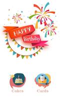 Name On Birthday Cake & Cards  الملصق