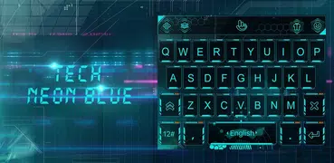 Tech Neon Blue Keyboard Theme