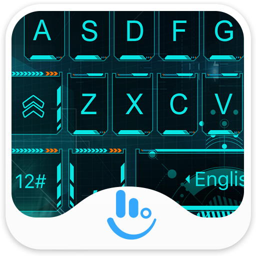 Tech Neon Blue Keyboard Theme