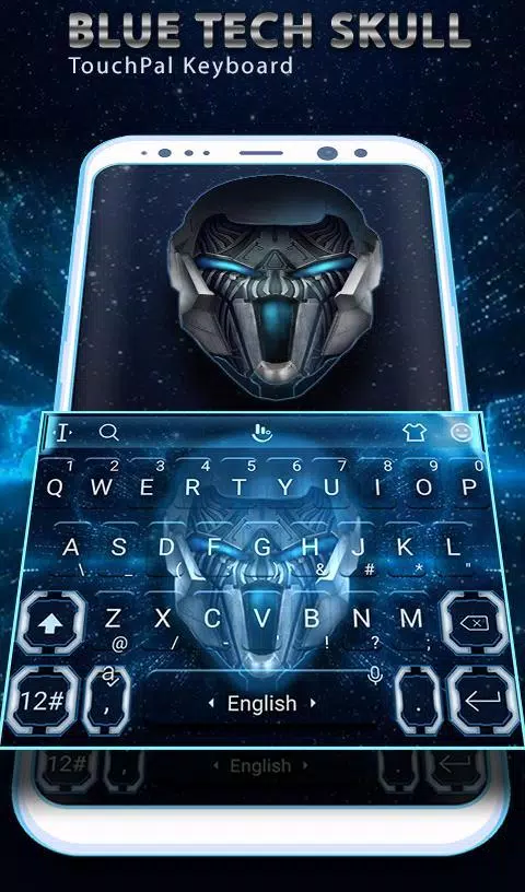Cool Blue Tech Metallic Skull Keyboard Theme for Android - APK Download