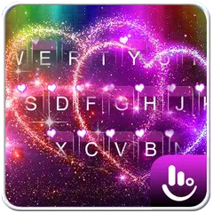 Live Colorful Sparkling Love Heart Keyboard Theme