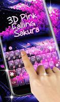 Live 3D Pink Falling Sakura Keyboard Theme imagem de tela 1