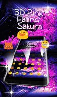 Live 3D Pink Falling Sakura Keyboard Theme imagem de tela 3