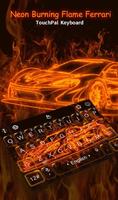 Neon Burning Flame Racing Car Keyboard Theme Affiche