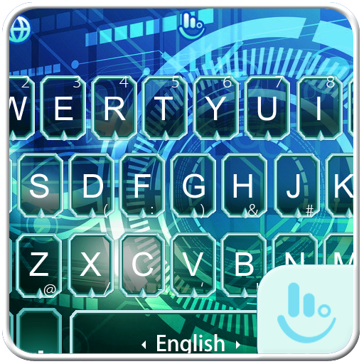 Neon Blue Machine Keyboard Theme