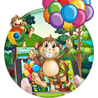 Cute Brown Monkey Colorful Balloon Theme icône