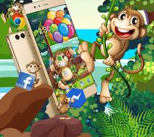 Cute Brown Monkey Colorful Balloon Theme screenshot 1