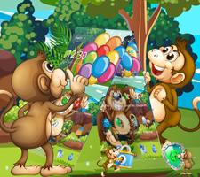 Cute Brown Monkey Colorful Balloon Theme capture d'écran 2