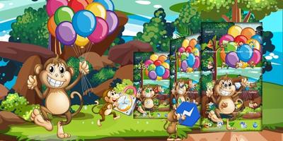 Cute Brown Monkey Colorful Balloon Theme capture d'écran 3