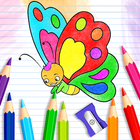 butterfly drawing and coloring book - kids games icône