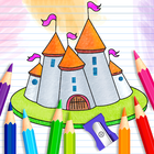 castle coloring and drawing book icon