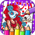 Coloring Sugar Skull Mexican Day of The Dead Color