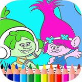 Coloring games little trolls-icoon