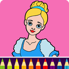 kids coloring book: Cinderella icône
