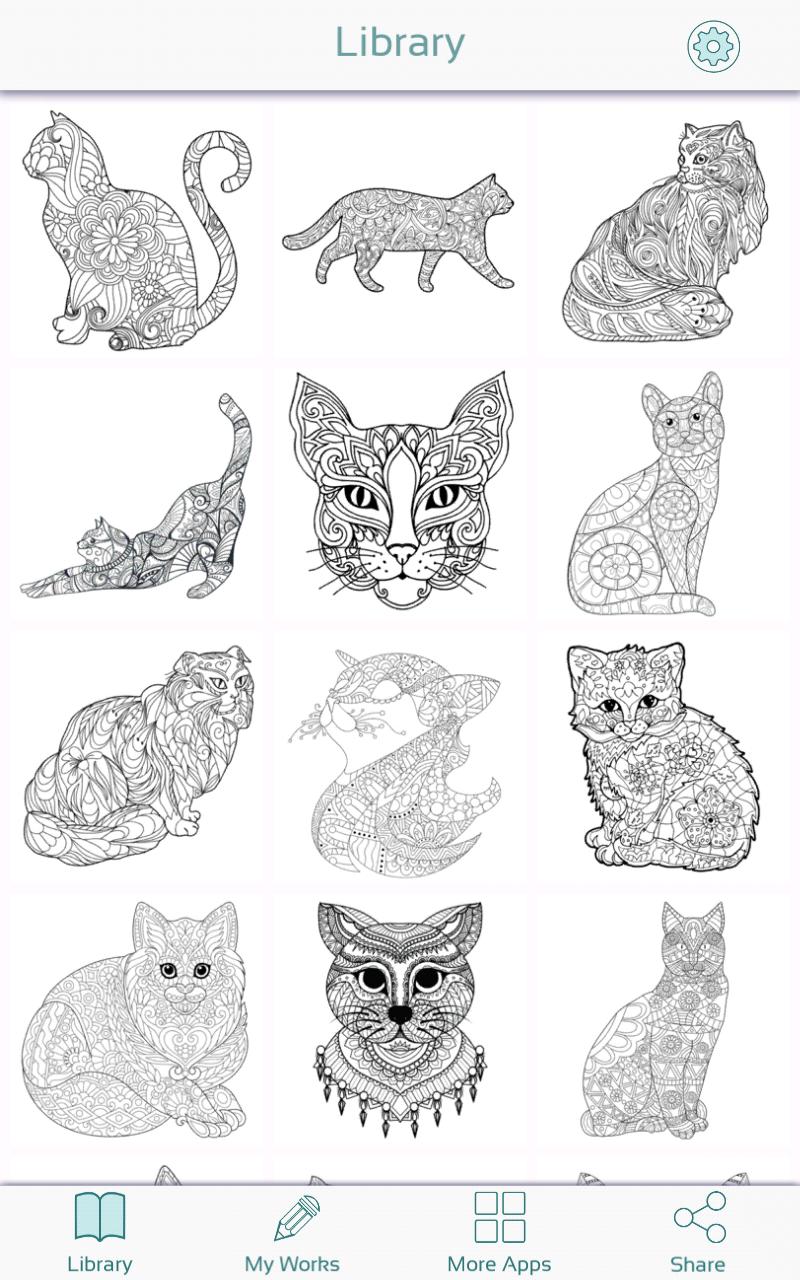 Android 用の 大人の塗り絵 猫 Apk をダウンロード