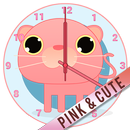 Pink Cute Animals Theme Clock APK