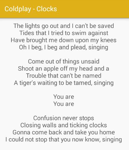 Clocks Music Lyrics Coldplay For Android Apk Download