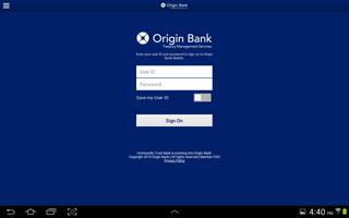 1 Schermata Origin Bank TM Tablet