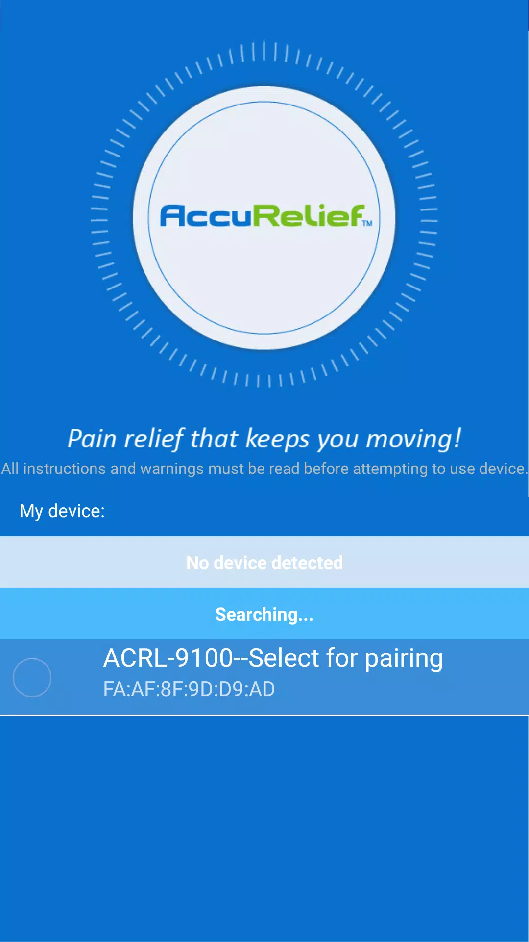 AccuRelief Wireless Pain Relief Device with Remote and Mobile App